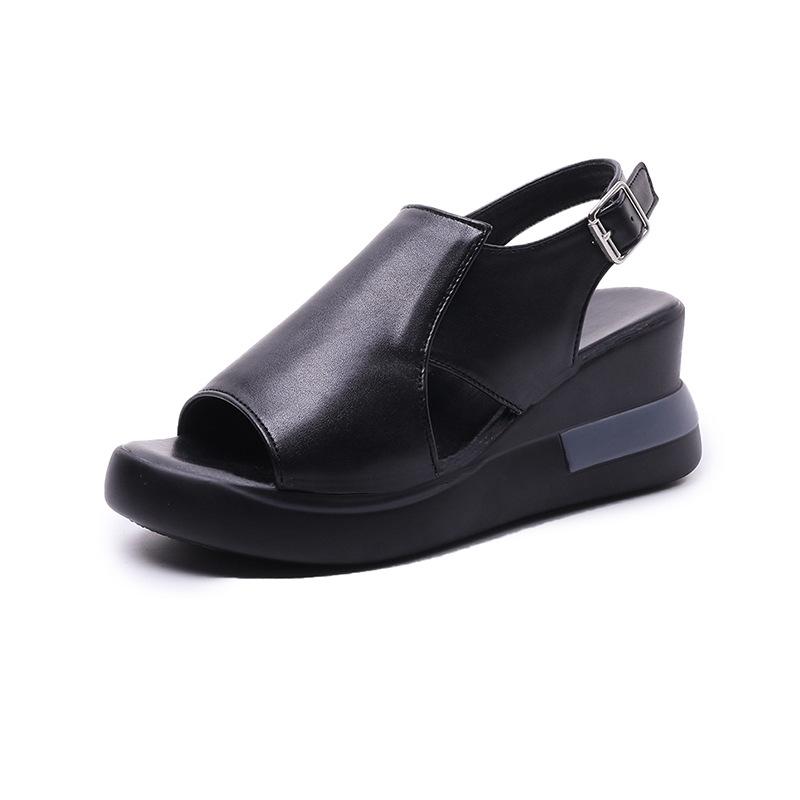 Wedge Shoes for Women Sandals Solid Color Open Toe High Heels