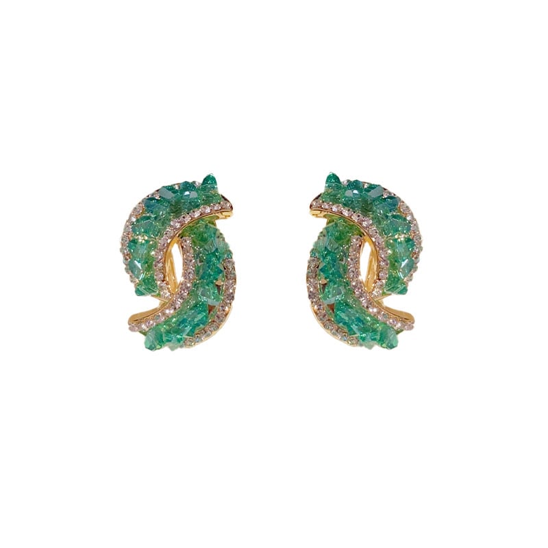 Fashion Cross Green Crystal Earrings