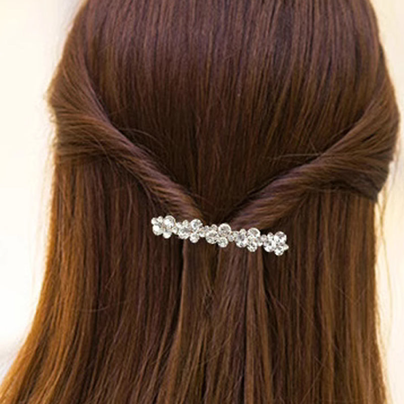 Women's Fashion Artificial Pearl & Clear Rhinestone Hair Clip