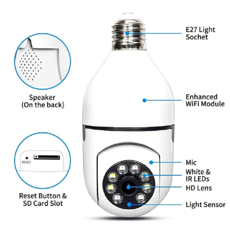 Wireless Wifi Light Bulb Security Camera