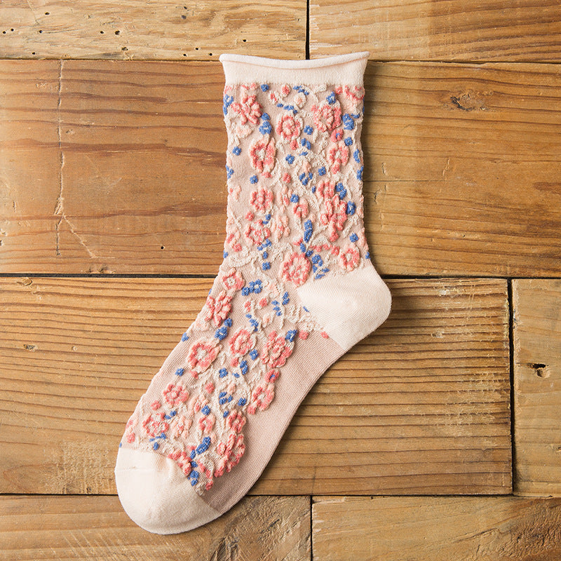 Vintage Embroidered Floral Women Socks