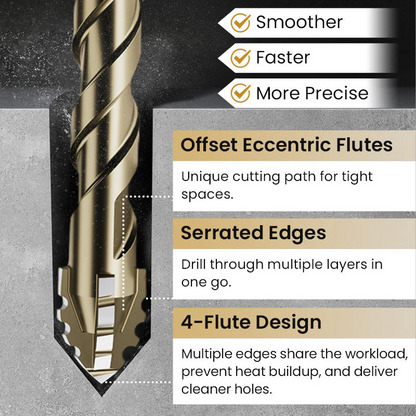 🔥Upgraded Eccentric Four-Flute Drill Bit for Ceramic, Glass, Marble, and Metal