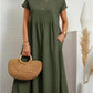 Fashion Solid Color Cotton Linen Pocket Dress