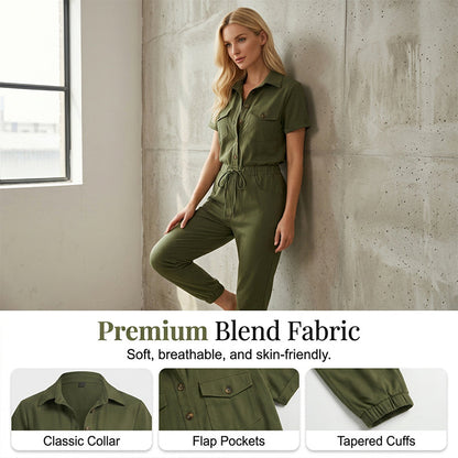 💖Short Sleeve Button-Front Jumpsuit for Women🌟