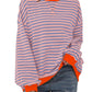 Women's Oversized Striped Long Sleeve Pullover