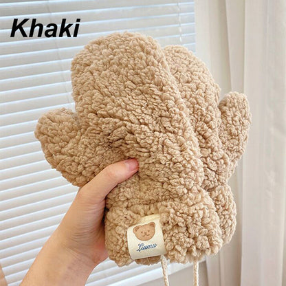 Cozy Bear Plush Warm Gloves with String🧤