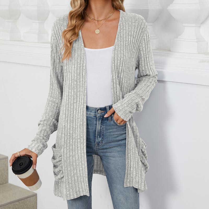 Women's Cozy Autumn Ribbed Knit Cardigan