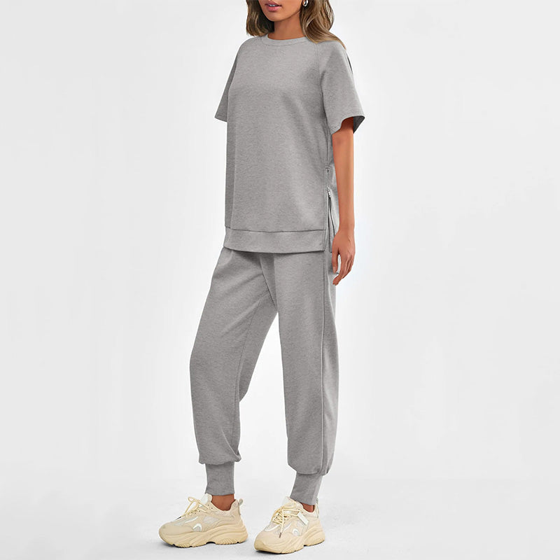 Women’s Casual Loose Fit Two-Piece T-Shirt & Pants Tracksuit Set