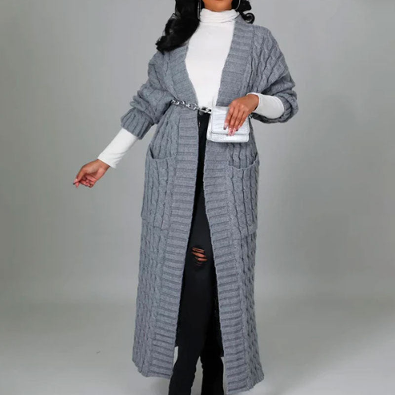 Stylish Cable Knit Dual Pocket Cardigan