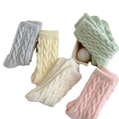 Soft Waxy Macaron Color Thermal Socks for Women - Great Gift