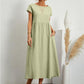 Fashion Solid Color Cotton Linen Pocket Dress