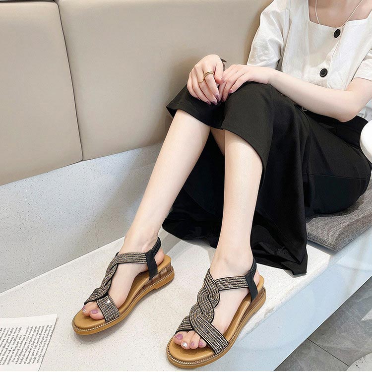 Women’s Anti-skid Soft Sole Rhinestone Wedge Heel Sandals