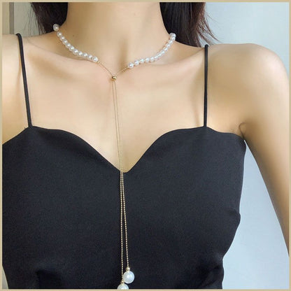Stylish Drawstring Adjustable Pearl Necklace