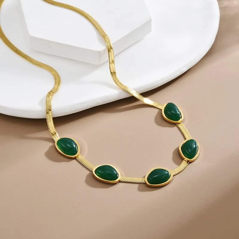 Emerald Necklace Earrings Bracelet