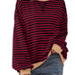 Women's Oversized Striped Long Sleeve Pullover