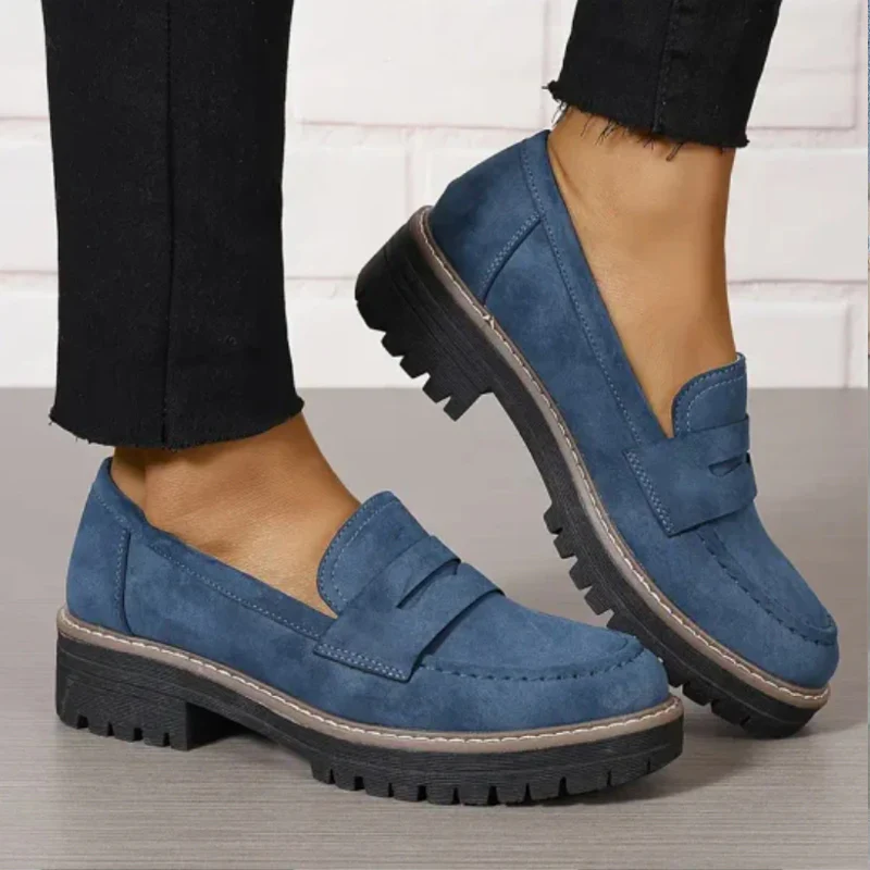 Women's Comfortable Chunky Slip On Platform Loafers