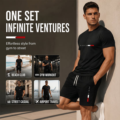 Men's Printed Top & Shorts 2-Piece Set
