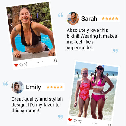 👙High Waisted Tummy Control Colour Block Bikini Sets