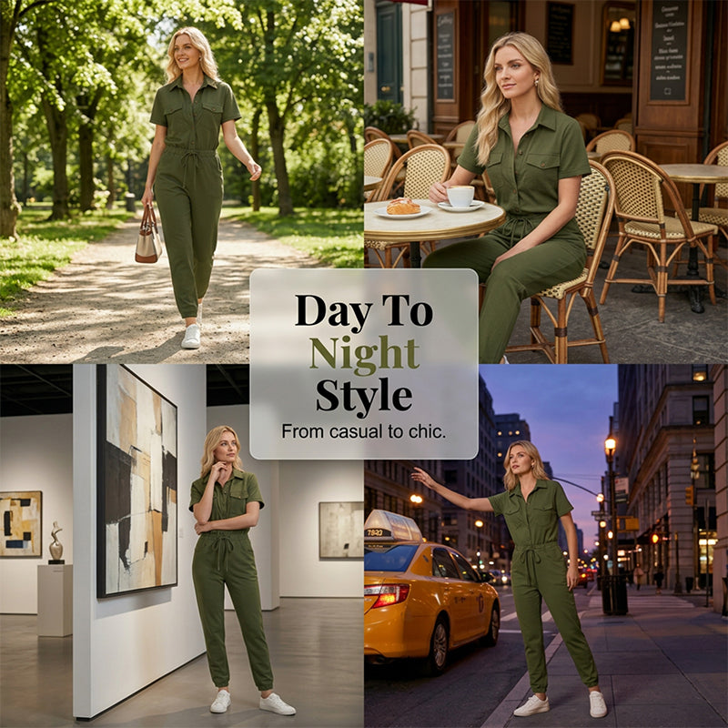 💖Short Sleeve Button-Front Jumpsuit for Women🌟