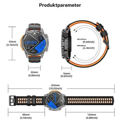 ⌚1.52" HD smartwatch for men – Phone calls and music control – Multiple sports modes – IP68 waterproof – Long battery life