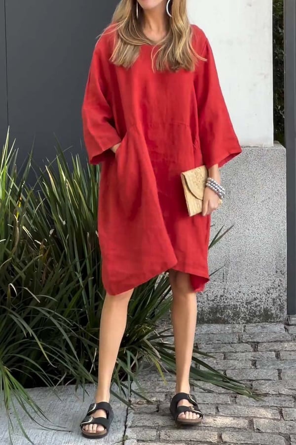 💝Casual Solid Color Cotton Linen Dress