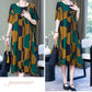 Women’s Oversized Stylish Print Short-sleeve Dress with Pockets