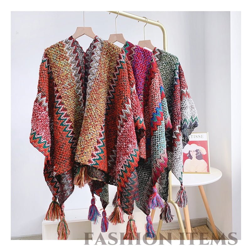 Ethnic Style Knitted Shawl