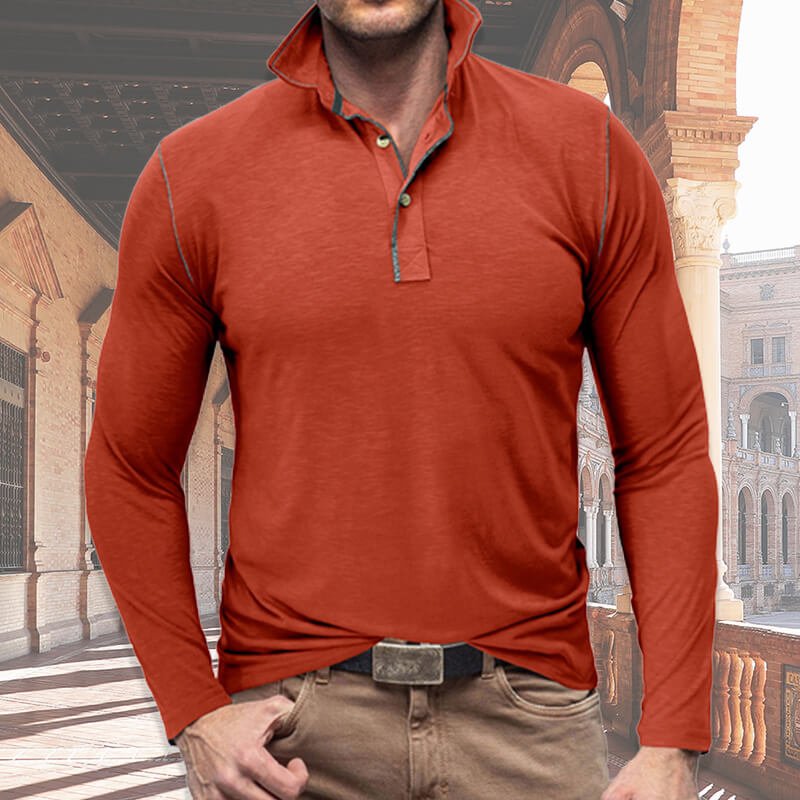 Casual long sleeved shirt Henry lapel T-shirt