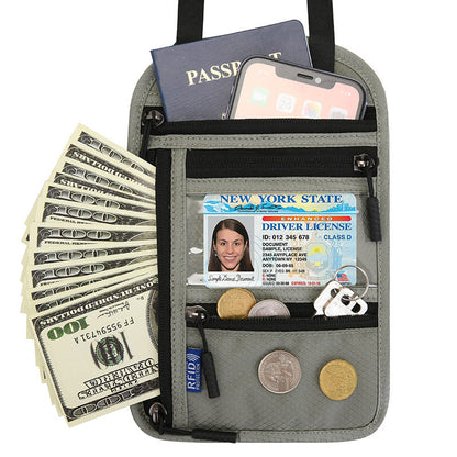 Travel Neck Pouch Neck Wallet with RFID Blocking Passport Holder