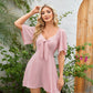 Elegant Deep V Neck Bow-Tie Mini Dress-Very Good Elasticity~