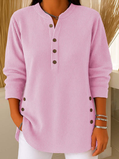 💃Women's Solid Color Crew Neck Long Sleeve Casual Loose Knit Pullover