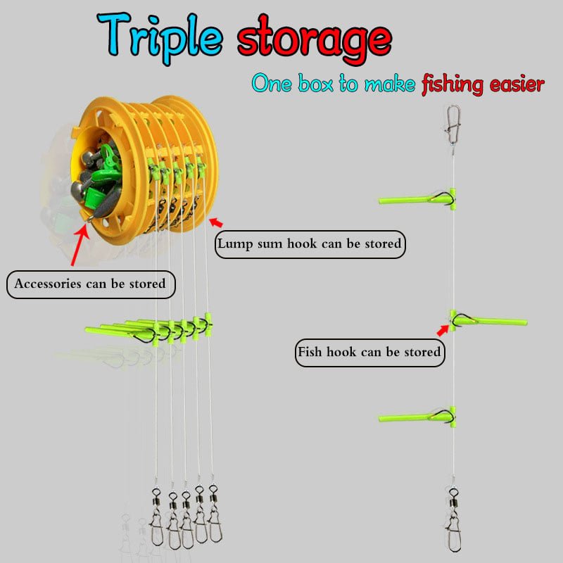 Anti-tangle Tandem Fishing Hooks with Organizer