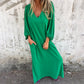 V-neck Solid Color Lantern Sleeve Dress