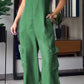 Thin Denim Cargo Pocket V-neck Jumpsuit