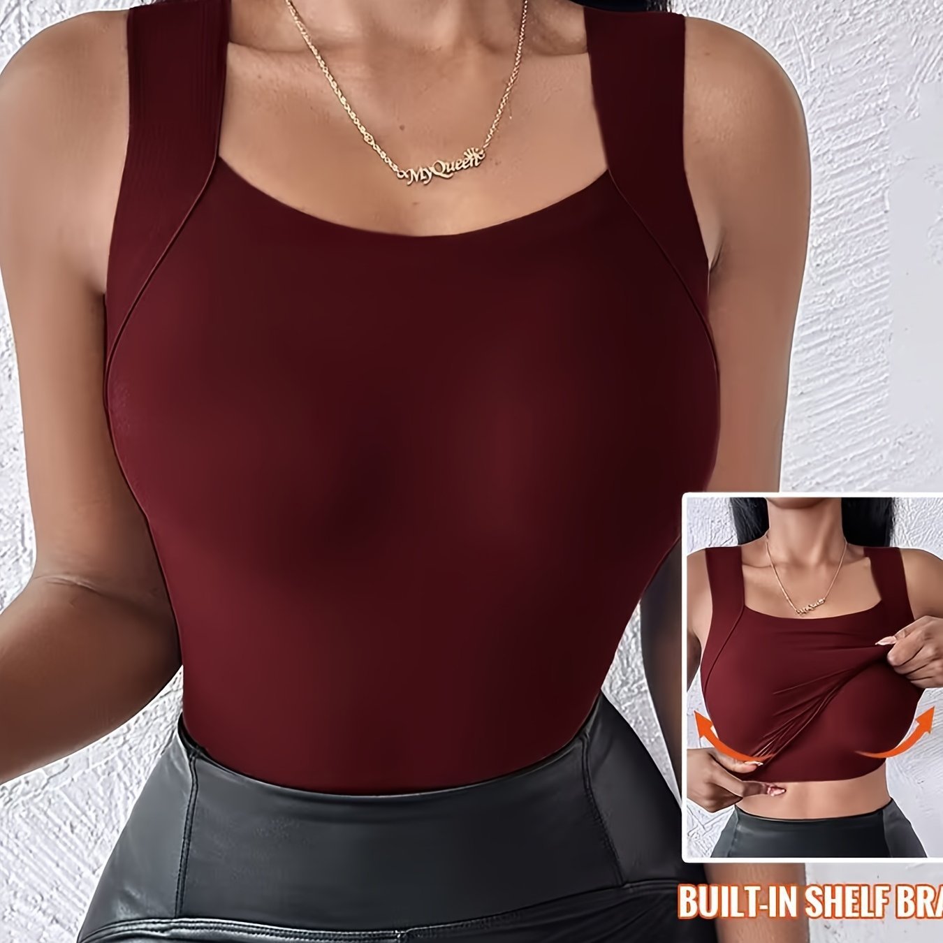 🔥💐Women's U Neck Thermal Tank Tops with Built-In Bra