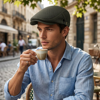 🧢Breathable Flat Cap with Adjustable Strap – Mesh Fabric, Classic Ivy Style & Built-in Sweatband – All-Day Comfort🌞