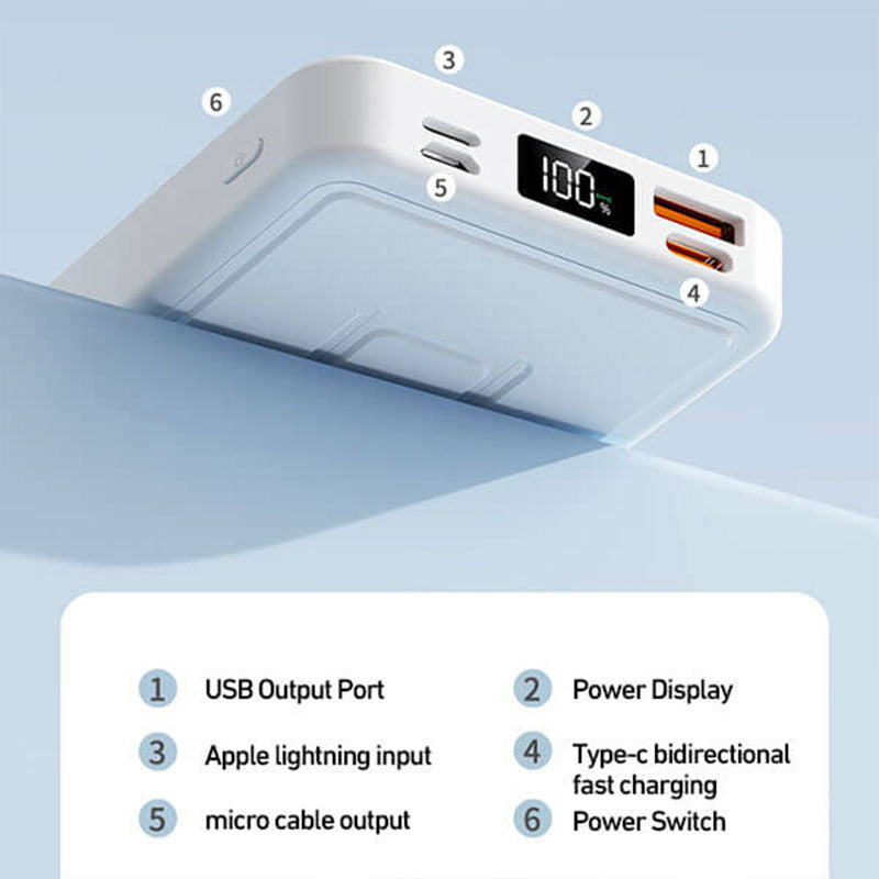 22.5W 10000mAh Magnetic Wireless Charging Mobile Power with Stand