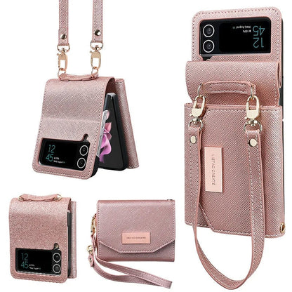 Travel Folding Wallet Case Leather Card Holder Cover for Samsung Flip3 5G/ Flip4