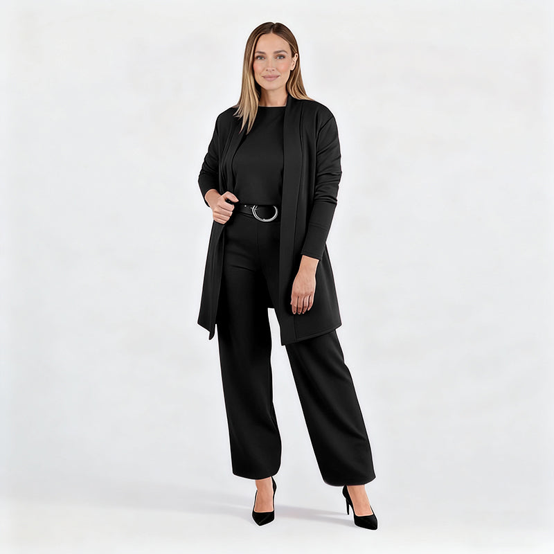Elegant Longline Cardigan & Top & Pants 3-Pieces Set