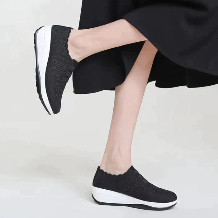 Women Shoes Comfy Elastic Mesh Round Toe Slip On