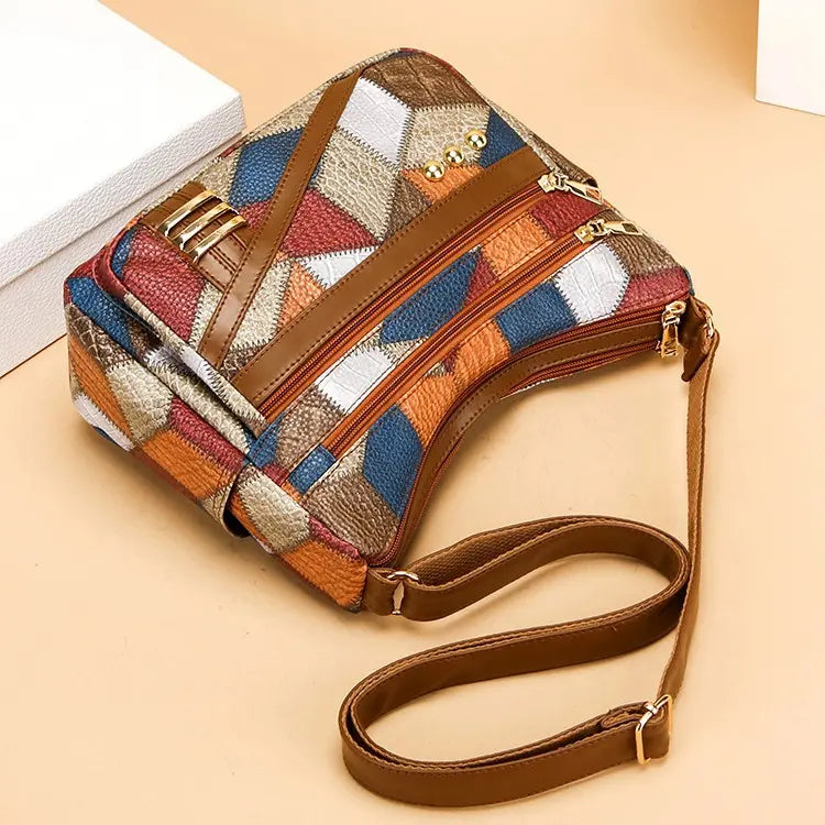 🔥New Fashion PU Soft Leather Color Matching Shoulder Bag👜