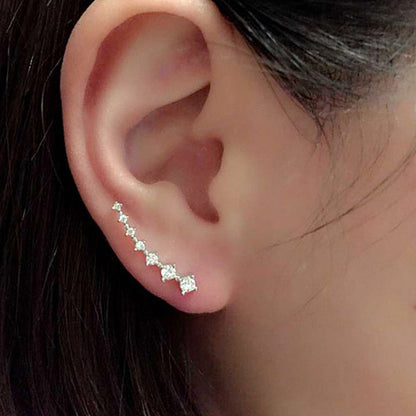 Ear Stud with Seven Stars and Diamonds