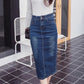 Women's Casual High Waist Back Slit Stretch Denim Skirts