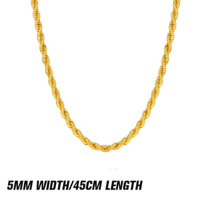 Layered Gold Twist Rope Necklace