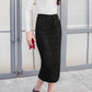 Women's Casual High Waist Back Slit Stretch Denim Skirts