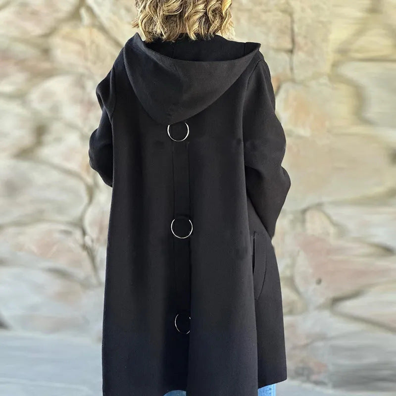 Women's Single-Breasted Hooded Coat