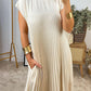Sleeveless Pleated Simple Solid Color Dress