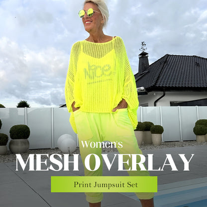 💜Women's Letter Print Jumpsuit + Hollow Smock Leisure Suit