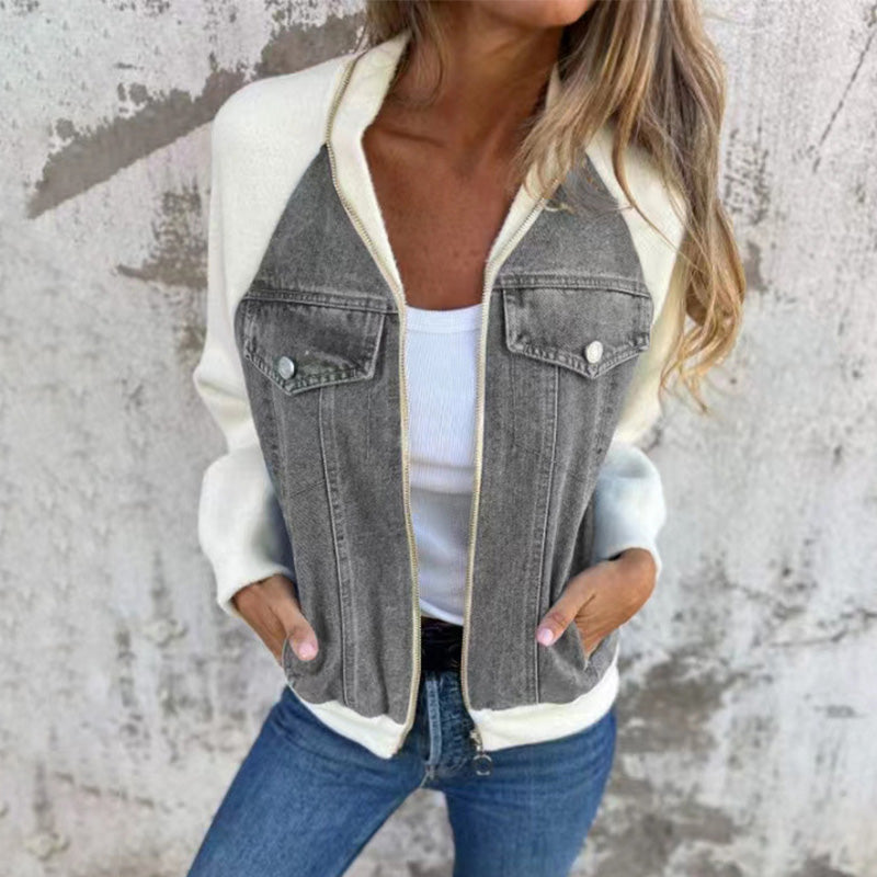 💕Women's Creative Denim Splicing Jacket