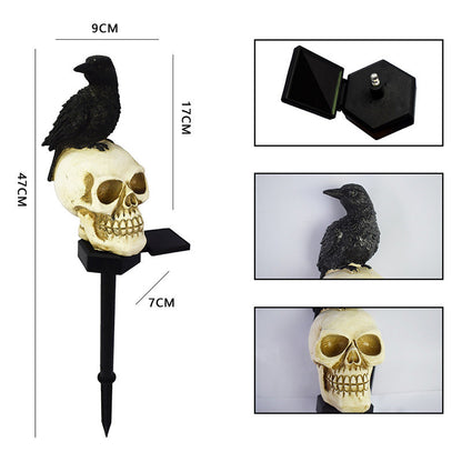 Crow Skull Solar Garden Light